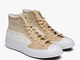 baskets Converse All Star montantes, beiges et blanches