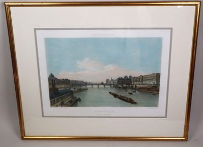 tableau représentant une vue d'une rivière avec des bateaux