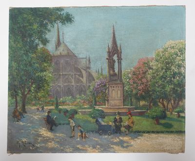 Th. LEBEAU (XXe siècle) Chevet de Notre-Dame de Paris vu du …