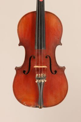 a close up of a violin with a bow on a white background