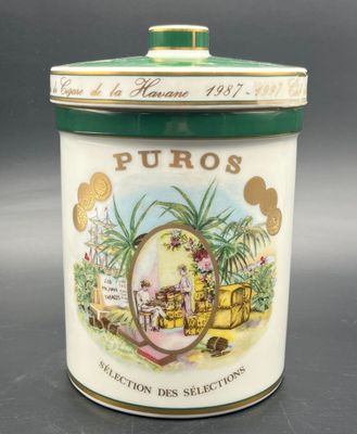 an image of a canister with a picture of puros on it