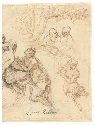 l'image d'un dessin représentant un homme et une femme assis sur un banc