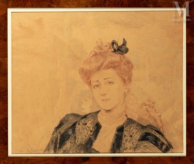 dessin représentant une femme avec un oiseau dans les cheveux