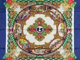 un foulard carré orné d'une image représentant une ville