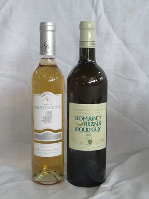 deux bouteilles de vin posées l'une à côté de l'autre sur une table