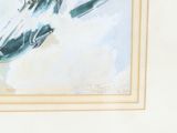 painting of a fighter plane flying through the sky with clouds in the background