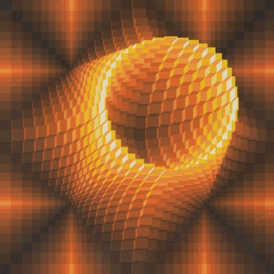 Yvaral (1934 - 2002) Structure cubique orange