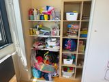 a closet full of toys and supplies in a room