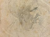 an old drawing of a man with a beard and a turban