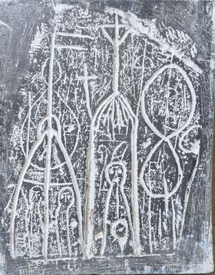 an image of a black and white drawing on a piece of paper