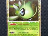 a close up of a pokemon card on a table