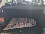 a dog bed in the back of a car