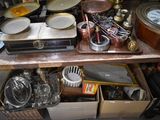 a wooden table with a lot of items on top of it