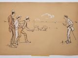 drawing of a group of men playing a game of golf