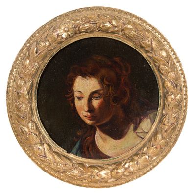 tableau représentant une femme aux cheveux roux, dans un cadre doré