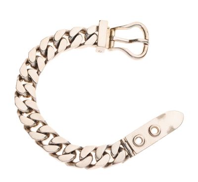 a close up of a bracelet on a white background
