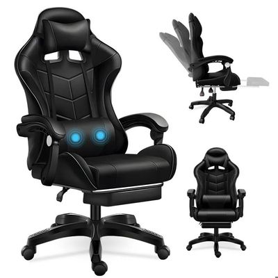 une image représentant une chaise de bureau noire sur laquelle brille une lumière bleue