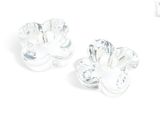 pair of clear crystal flower stud earrings on a white background