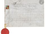 an old document with a wax seal and a wax seal on it