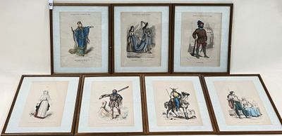 Ensemble de sept planches d'impression des COSTUMES DE PARIS…