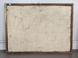 an old wooden picture frame with a white background and a brown frame