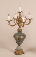 Paire de candélabres en marbre vert, laiton et bronze doré c… (photo 4)