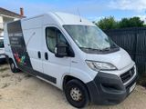 une camionnette blanche garée devant un terrain clôturé