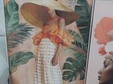 a picture of a woman with a hat and a picture of a woman with a flower