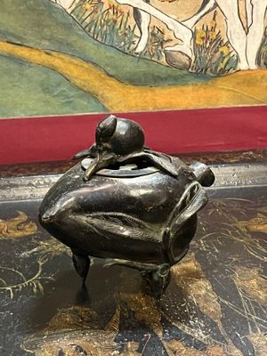 Brule parfum en bronze en forme de pêche de longévité Chine …