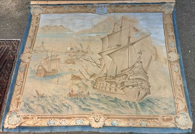 a picture of a painting of a ship on the ground