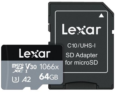 Carte mémoire micro SDXC Lexar 64 Go 1066x avec adaptateur i…