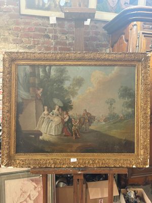 a picture of a painting on a easel in a room