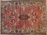 tapis persan ancien à motif floral sur fond rouge