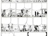 une page en noir et blanc d'une bande dessinée, avec une bande dessinée au centre