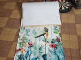a picture of a table with a clock and a place mat