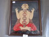 un tableau représentant un homme assis en position du lotus