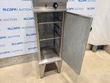 an image of a stainless steel cabinet with a door open