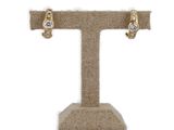 a close up of a pair of earrings on a display stand