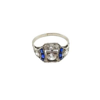an art deco diamond and sapphire ring
