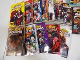 a lot of comic books that are on the table