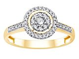 Bague de fiançailles en or jaune 14 carats, sertie d'un diamant de 1/4 carat (poids total des diamants) avec monture « halo »