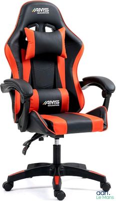 un gros plan d'une chaise dont l'assise est noire et orange