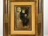 an image of a painting of a woman in a black dress