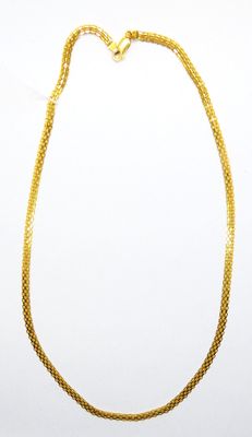 Collier en or jaune 585 °/°° (14k) à fines mailles plates. - Photo 1