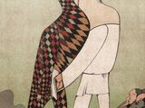 une illustration représentant un homme portant une femme sur son dos
