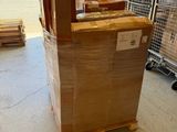 a large cart with many boxes on it in a warehouse