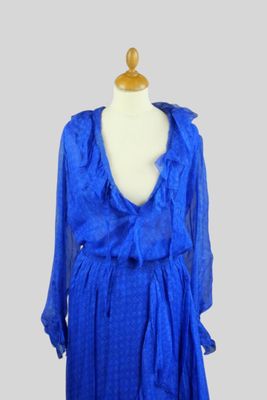 ADRIENNE. Ensemble en mousseline de soie imprimée bleu compo… - Photo 1