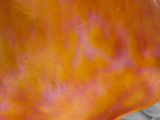 a close up of a large orange object on a table