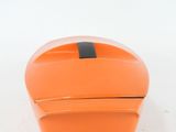 an orange plastic container with a black stripe on it
