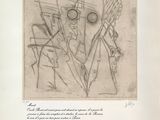 an old drawing of a man with a gun in his hand